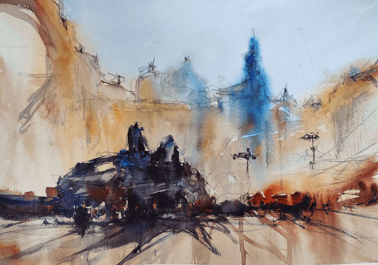 Altstadtplatz - Aquarell und hergestellt