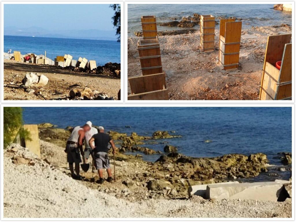 Was ist das auf BRAC? "Betonblöcke am Strand steigen, keine Konzession, Arbeitstische - nichts!" Und die Leute, die hier bauen!