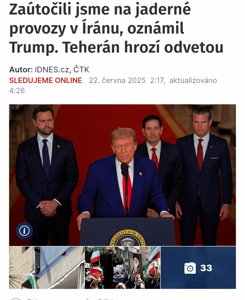 Putin ist kein solches Arschloch, um 3WW in der Ukraine zu beginnen. Trump ist kein solches Arschloch, um im Iran 3WW zu beginnen. Upsík.