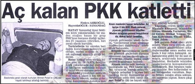 5. September 1995 Angriff auf Minenarbeiter Massaker: PKK Massakrierte 8 Minenarbeiter. / 5. September 1995 Das Massaker der Mine -Arbeiter griffen an: die PKK 8 Minenarbeiter.