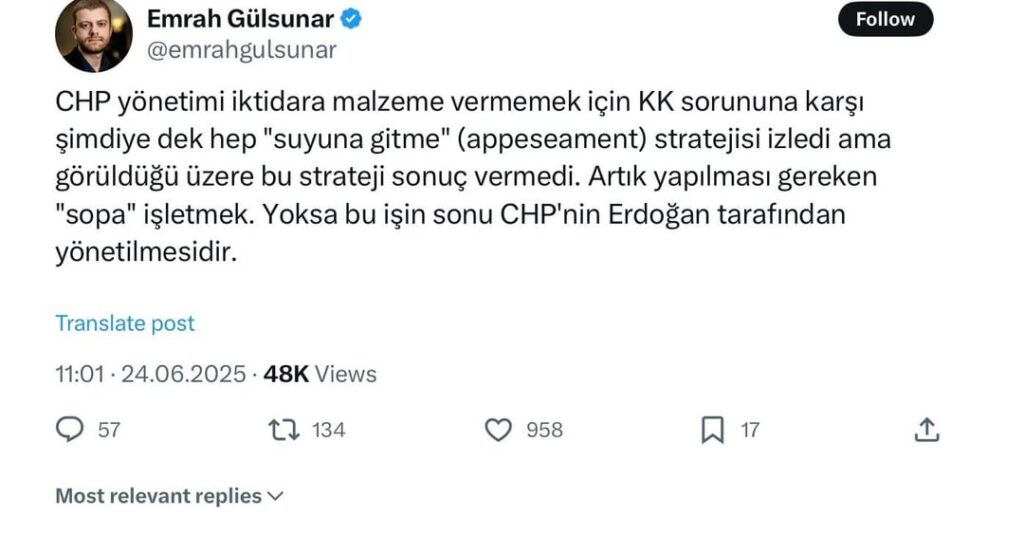 Ist es nicht an der Zeit, dass der CHP gegen Kılıçtaroğlu härter ist? Er findet mehr ein Gesicht, wenn er sagt, lass es uns tun, lass uns nicht kämpfen.