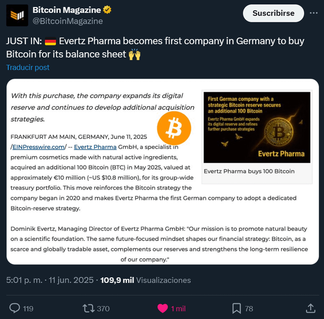 Evertz Pharma wird zum ersten deutschen Unternehmen, das Bitcoin in seine Bilanz hinzufügt - Big Pharma wurde gerade etwas dezentraler