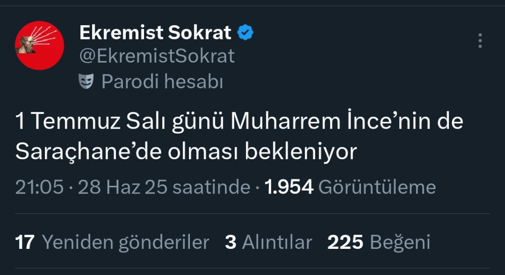 Muharrem İnce ist am 1. Juli in Saraçhane!