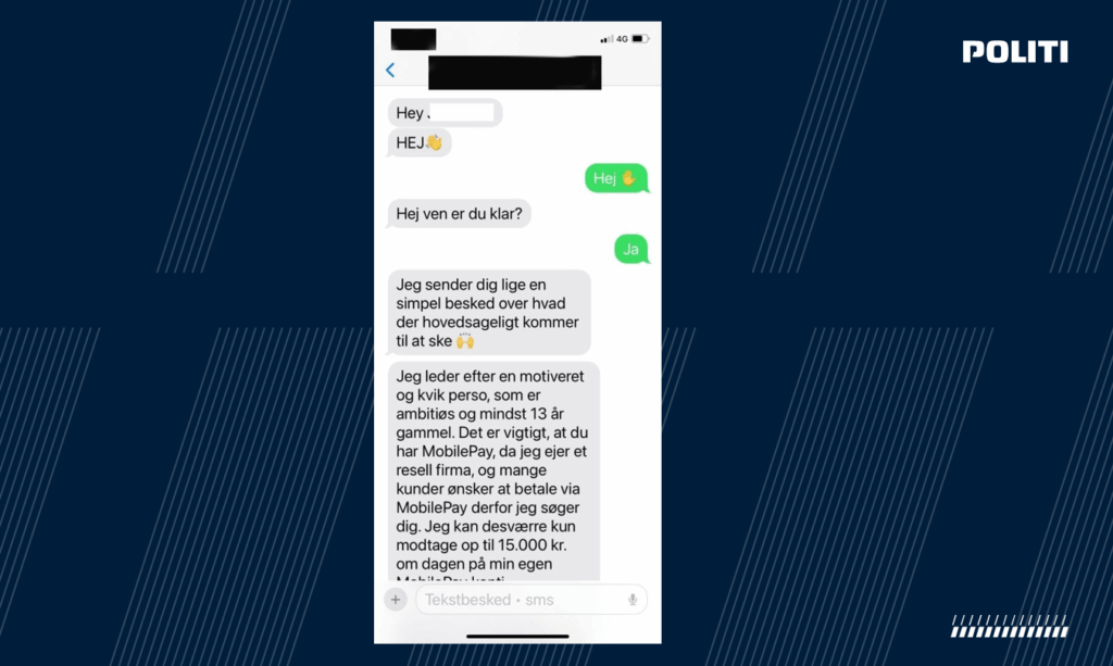 Sehr jung werden in das ruhige Mobilepay -Konto gelockt, der Betrügern zur Verfügung steht Sehr jung werden in das ruhige Mobilepay -Konto gelockt, der Betrügern zur Verfügung steht