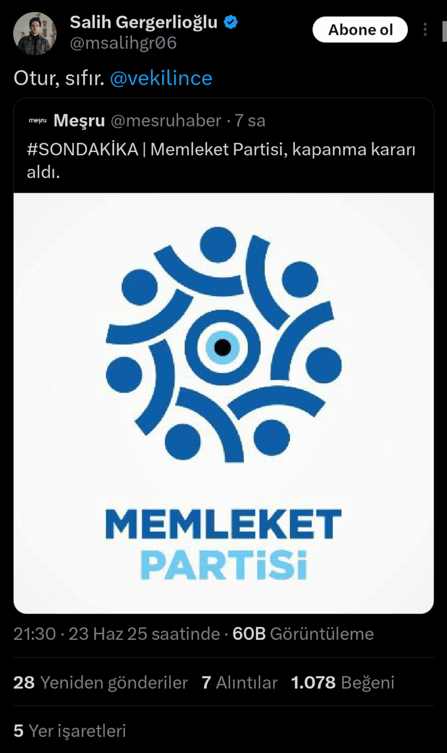 Omar Faruk Gergerlioglus Sohn Salih Gergerlioglu Muharrem Inces CHP verdaute nicht: "Sit, Zero."