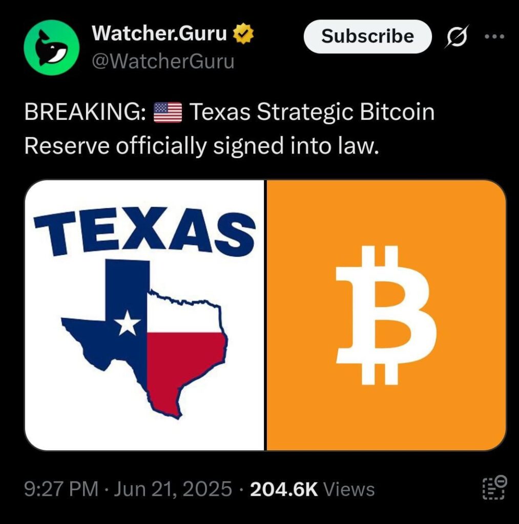 Texas Strategic Bitcoin Reserve wurde offiziell in das Gesetz unterzeichnet