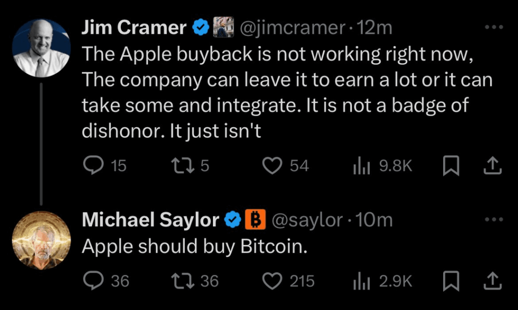 Michael Saylor sagt "Apple sollte Bitcoin kaufen."