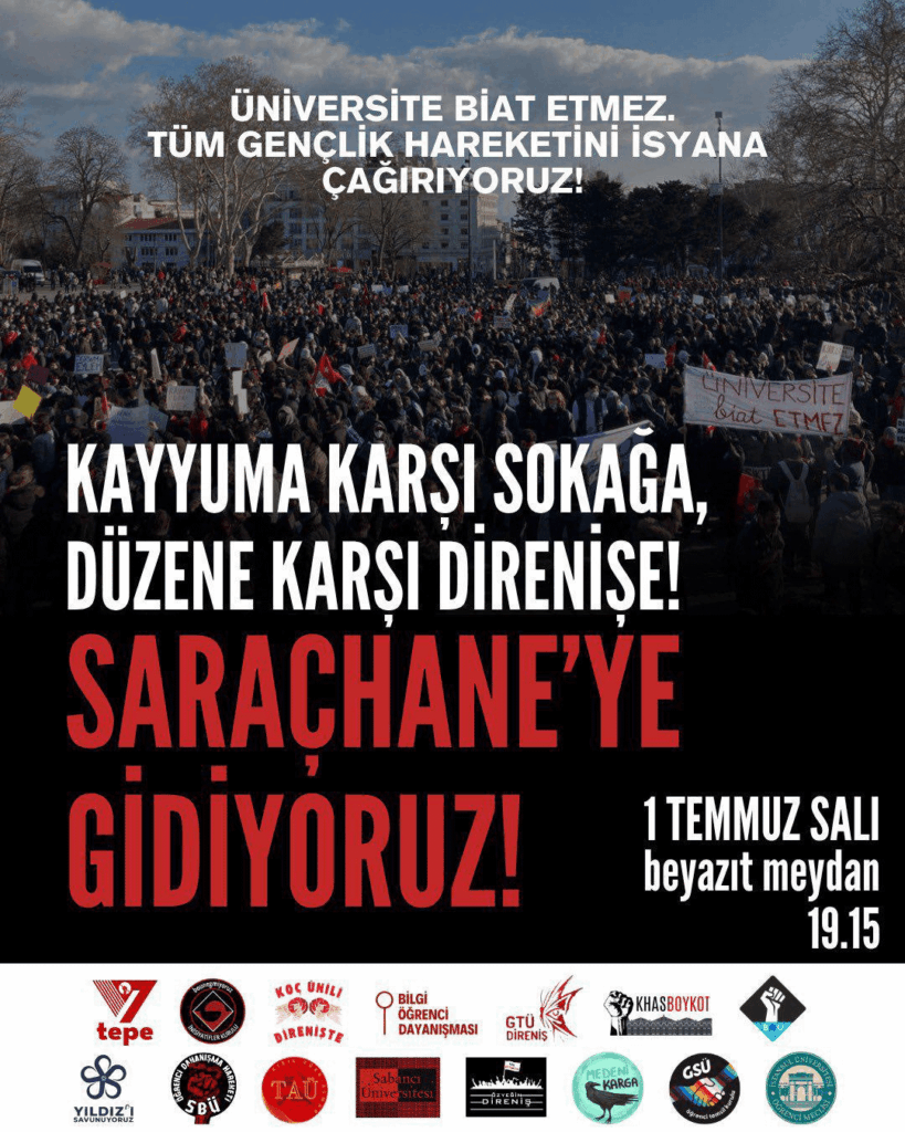 Istanbuls Universitäten haben morgen die Menschen zum Beyazıt Square angerufen.