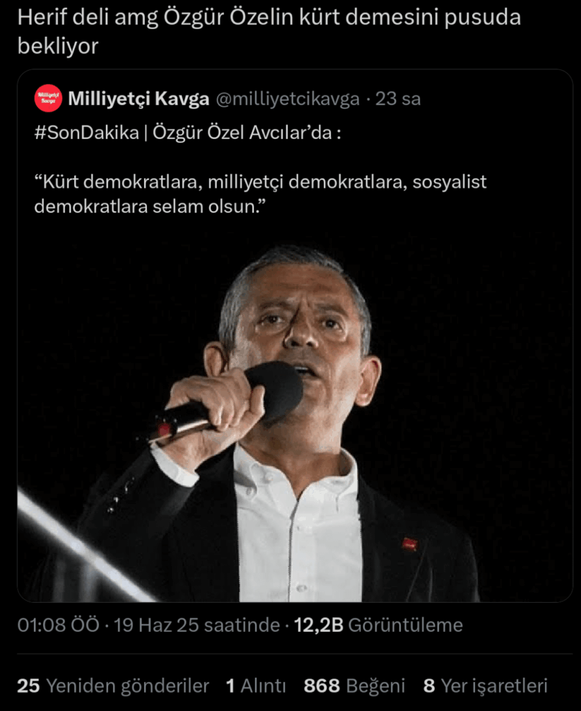 Social -Media -Konten, die das Bedürfnis haben, Nachrichten zu machen, weil die Kurden bei der 3 -stündigen Rallye 15 Sekunden lang erwähnt wurden.