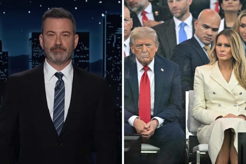 Jimmy Kimmel röstet Trump Trump, weil er neben Melania Trump auf seiner Geburtstagsfeier „GI Joe-Themen“ geschliffen hat: „Das Nächste, was er mit seiner Frau schlafen kann“. Jimmy Kimmel röstet Trump Trump, weil er neben Melania Trump auf seiner Geburtstagsfeier „GI Joe-Themen“ geschliffen hat: „Das Nächste, was er mit seiner Frau schlafen kann“.