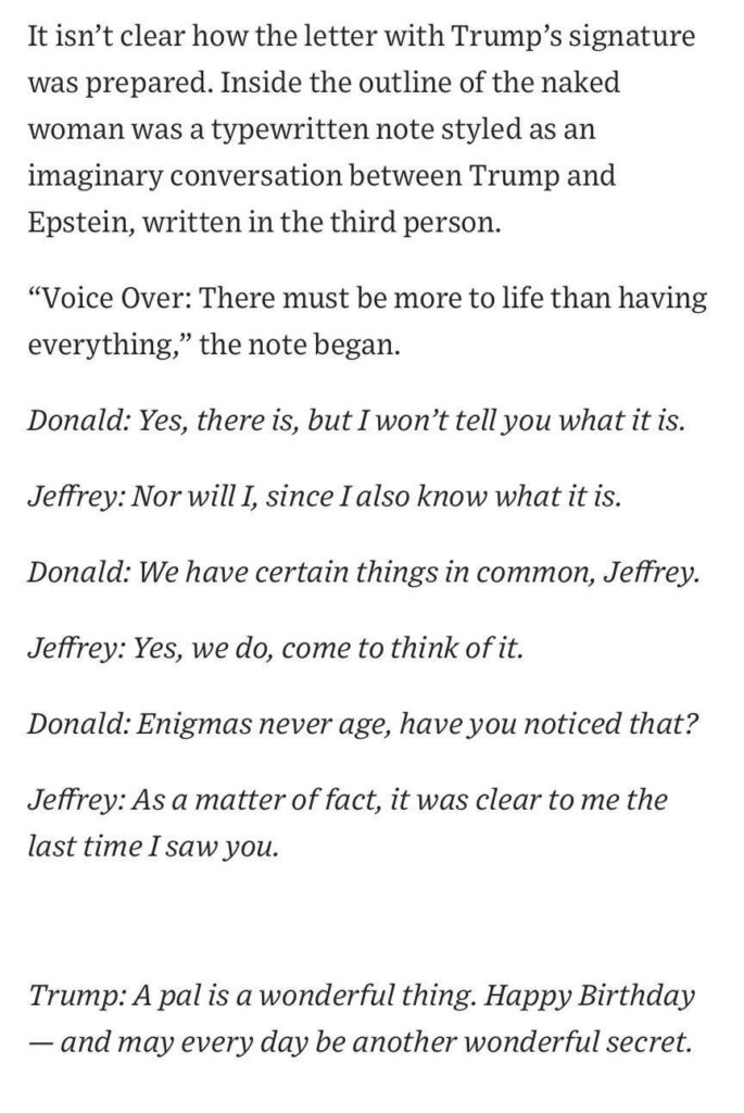 Ein weiteres bizarres und störendes Stück ist im Zusammenhang mit Trump und Epstein aufgetaucht.
