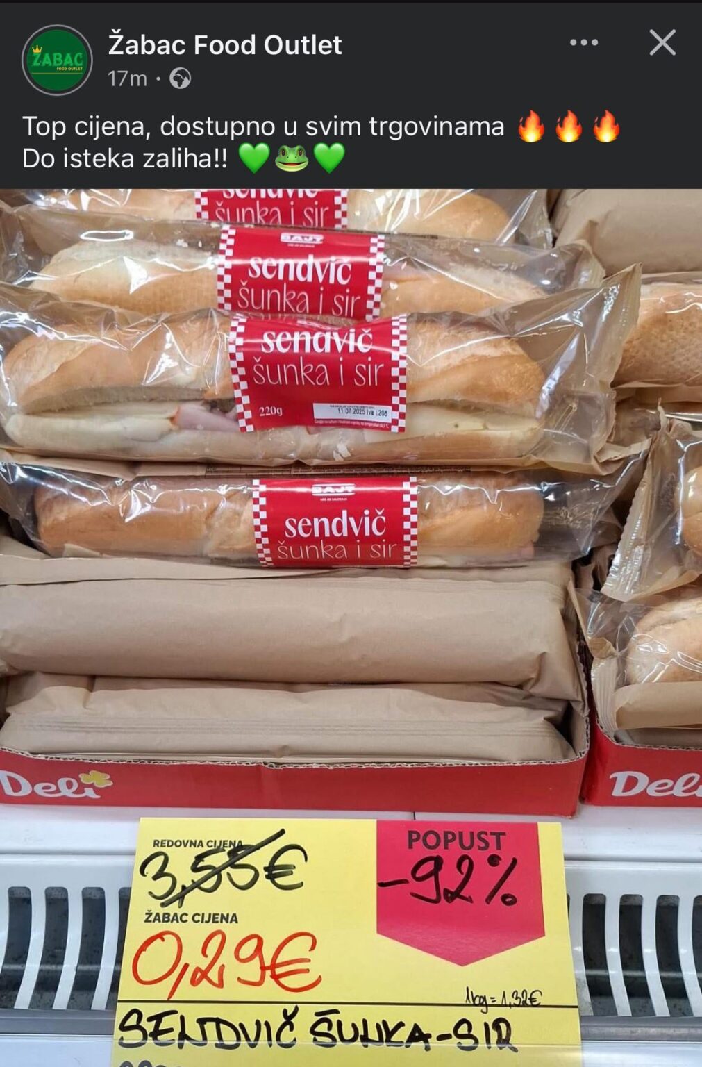 Sandwich mit einem Rabatt mit 8 Euro