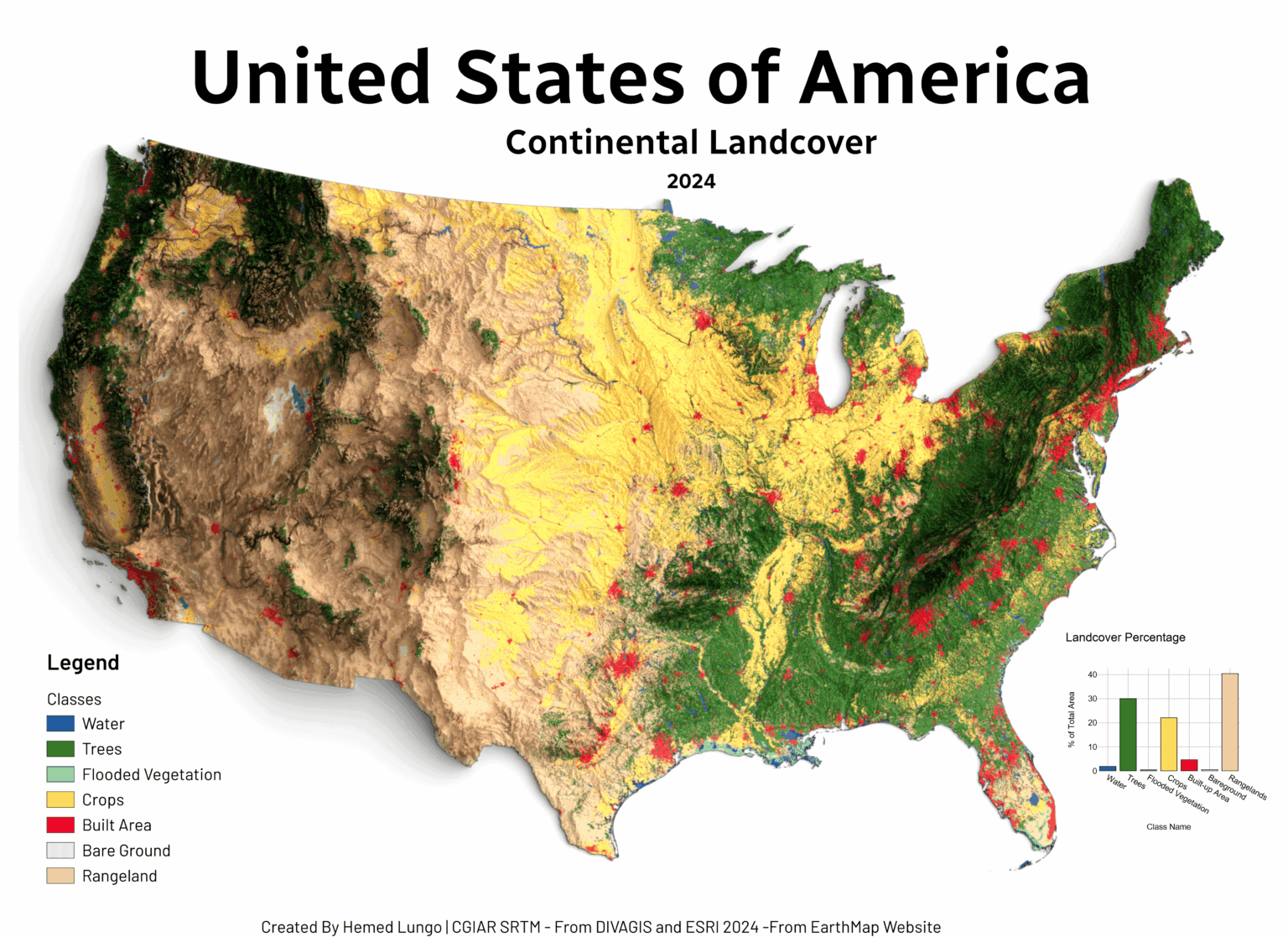 [OC]US Land Cover Map für Jahr 2024