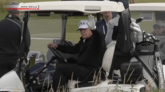 Trump in Schottland soll mit der EU sprechen, britische Führer mit Tarifen