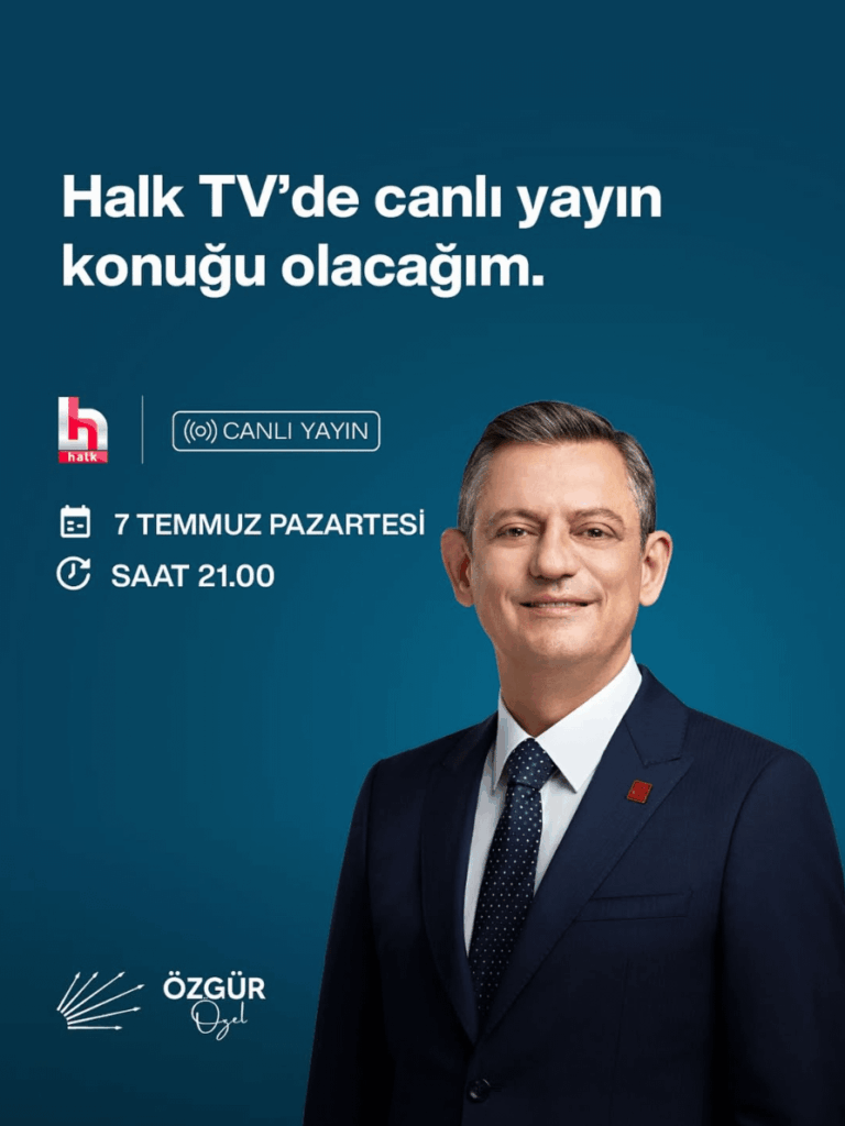Özgür Özel wird heute um 21.00 Uhr Gast von Halk TV sein.
