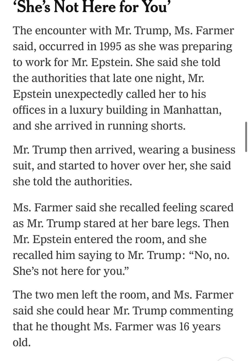 Eines von Epsteins Opfern beschreibt die Zeit, als sie Trump getroffen hat