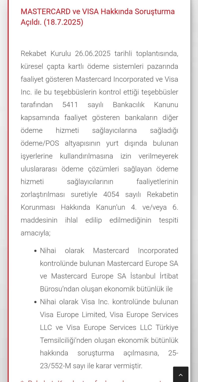 Eine Untersuchung wurde gegen Visa und MasterCard eröffnet