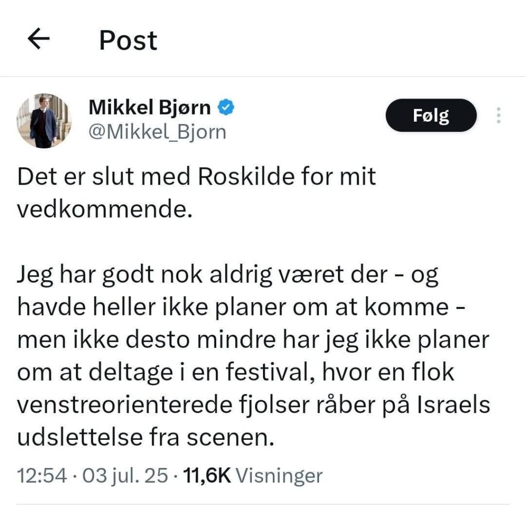 RIP Roskilde Festival. Natürlich wird es für sie völlig unmöglich sein, sich von einem Boykott von jemandem zu erholen, der dennoch keine Pläne hatte, jemals am Festival teilzunehmen.