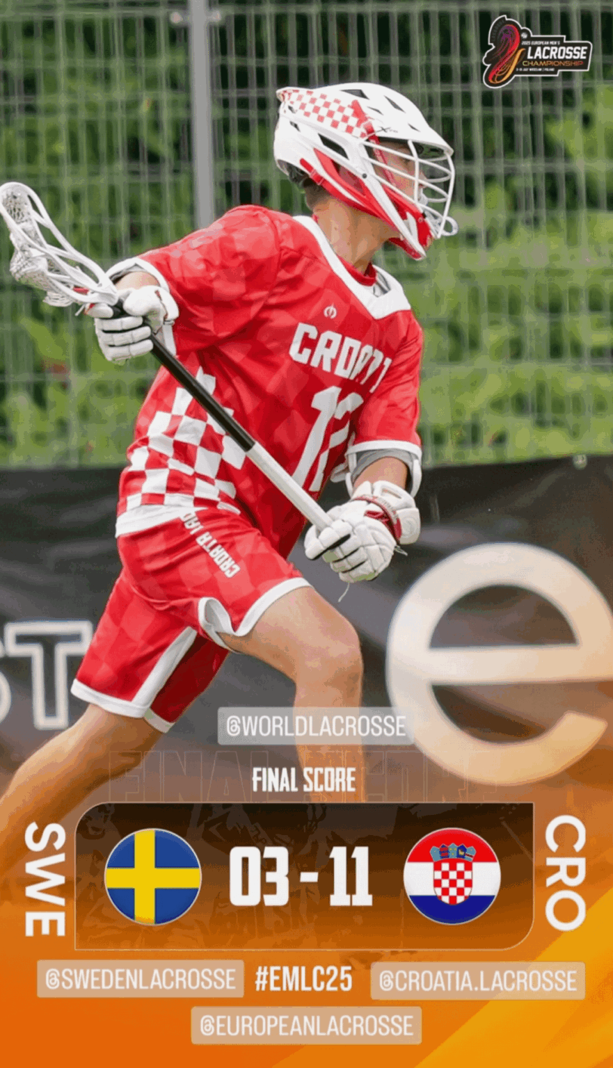 Die kroatische Lacrosse -Nationalmannschaft erzielte einen historischen ersten Sieg im Euro! Schweden fiel in der zweiten Runde um 11: 3