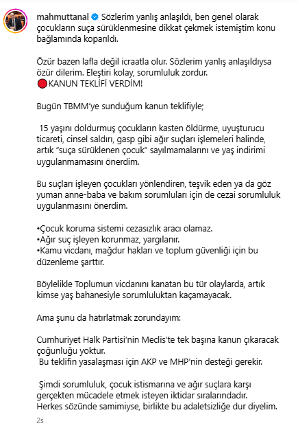 Mahmut Tanalıns Aussage über "Kinder drifteten zum Verbrechen"