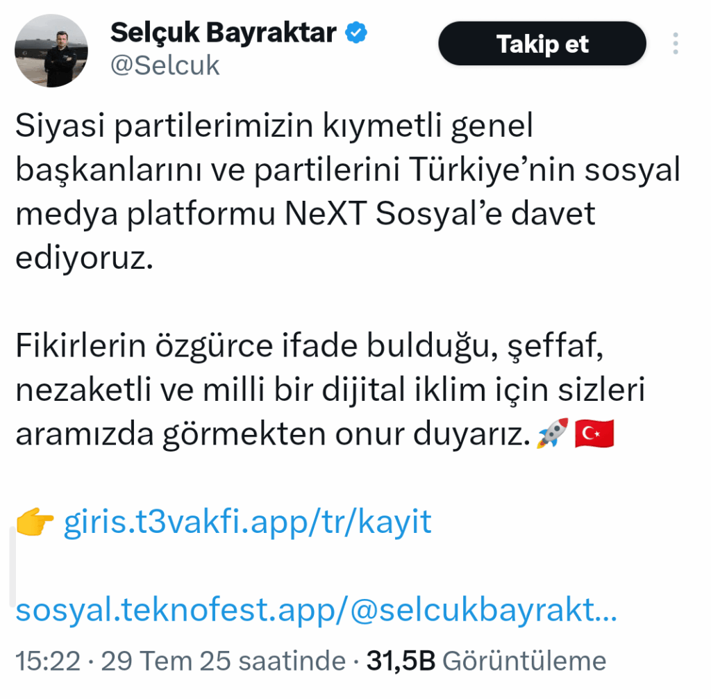 Selçuk Bayraktar sagt, dass Ideen in der neuen Social -Media -Anwendung frei ausgedrückt werden können ...