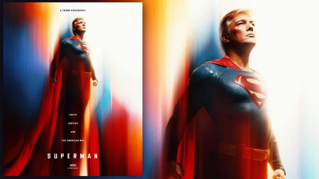 Das „Trump-as-superman“ -Mem des Weißen Hauses zieht schnell die Antwort von Gavin Newsom an: Man of Steel „war ein undokumentierter Einwanderer“
