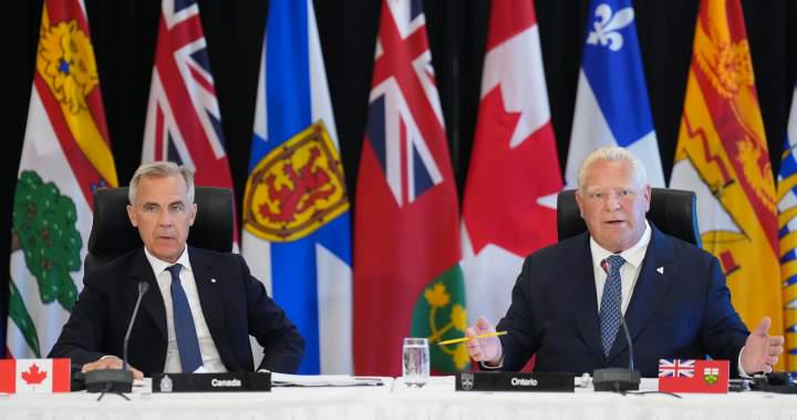 Carney blieb über Nacht in Fords Muskoka Cottage "vor dem Kamin", der sich unterhielt.