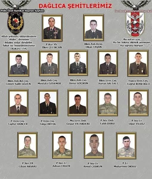 6. September 2015 Dağlıca Angriff - PKK -Terroristen, ein Militärfahrzeug mit den Sprengstoff, die sie auf der Straße unterwegs waren. Infolge des Angriffs der Soldaten, die danach kamen, wurden 16 Soldaten getötet, von denen einer ein Stabsbüro war.