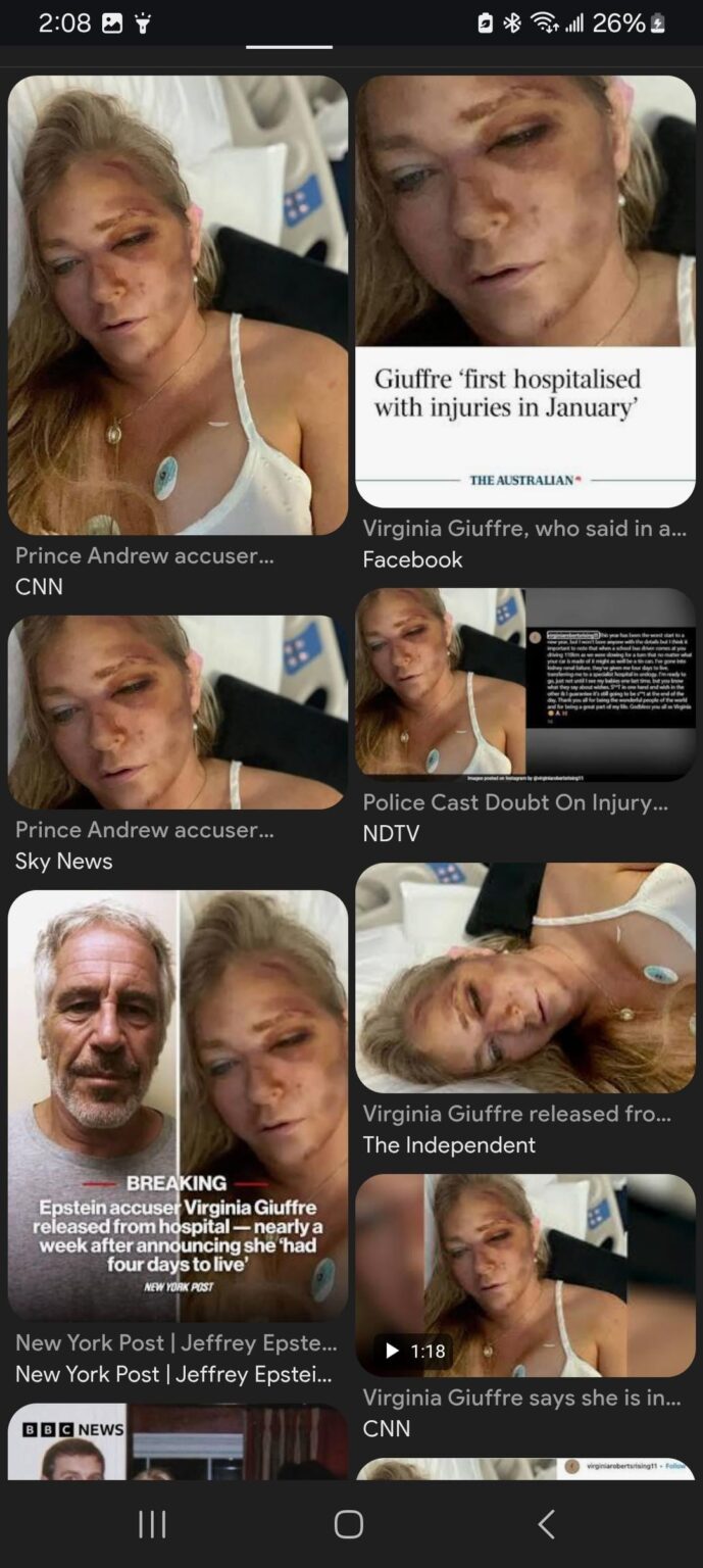 Viriginia ist eine Leiche auf diesem Foto. Dieser Körper ist kein Epstein Viriginia ist eine Leiche auf diesem Foto. Dieser Körper ist kein Epstein