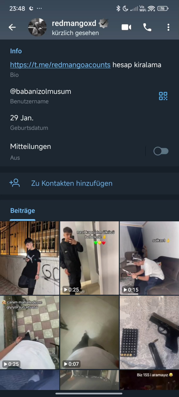 Gruppen, die die Mutter von Ahmet Mingzis bedrohen