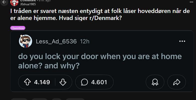Ja, es ist sehr gut, aber verschließen Sie die Tür, wenn Sie in der Toilette sind? Was sagt R/Dänemark?
