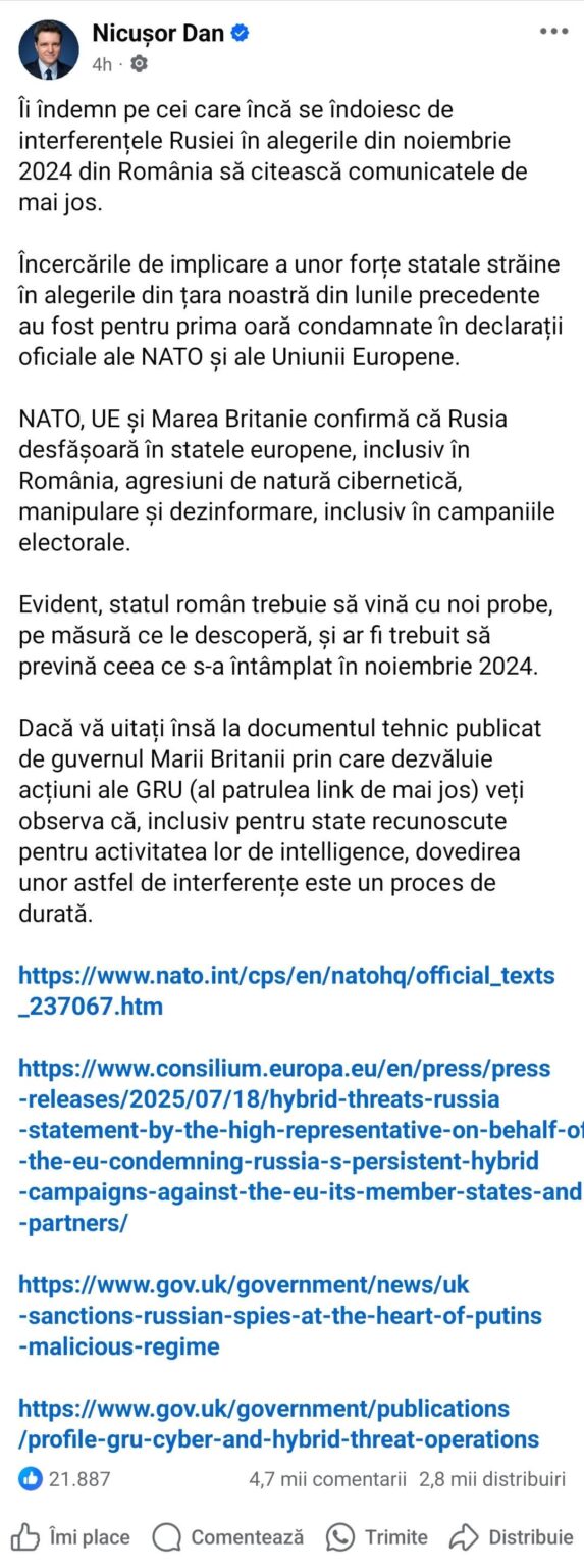 NICUSOR über Russlands Interferenzen