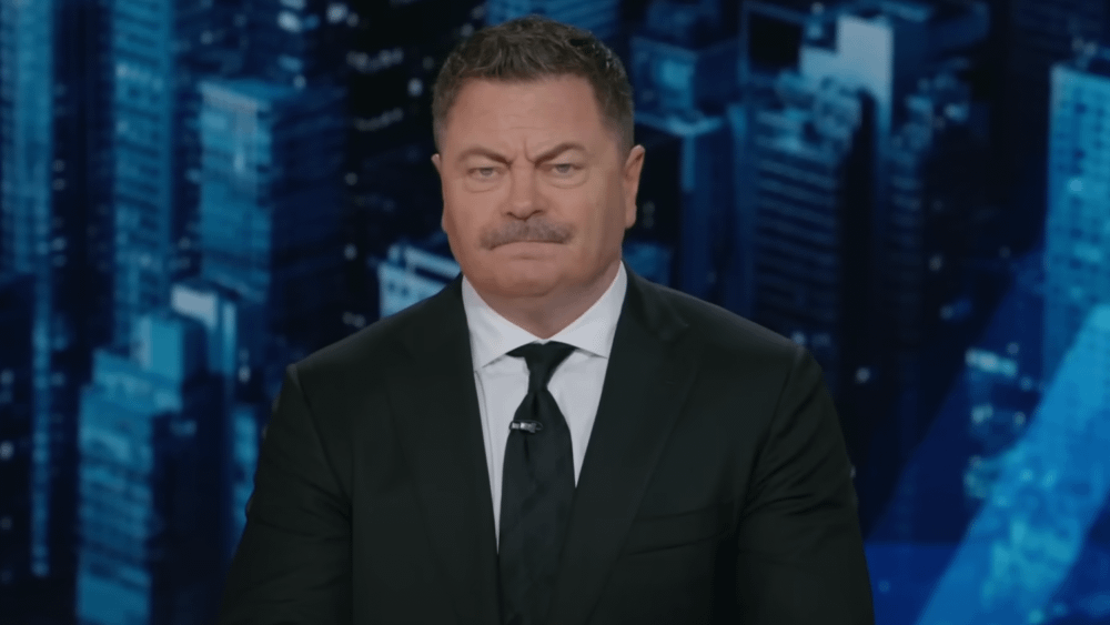 Nick Offerman ist voll 'Parks and Recreation' und schimpft Trump, weil er 267 Millionen US -Dollar aus dem National Parks -Budget geschnitten hat: "Das heißt S - das Bett, das Bett hält".