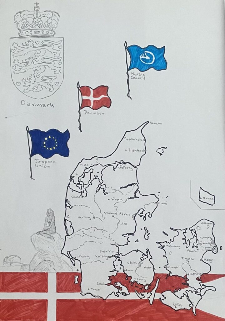 Karte von Dänemark, Grönland und den Färöerinseln