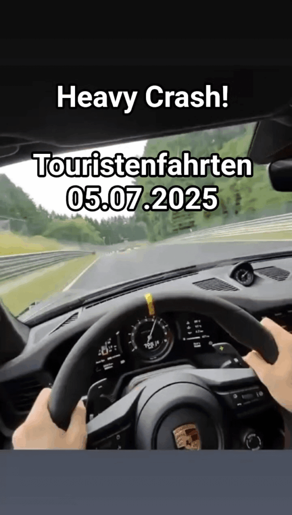 Riesiger Absturz auf dem Nürburgring (der Porsche -Fahrer klingt tschechisch)