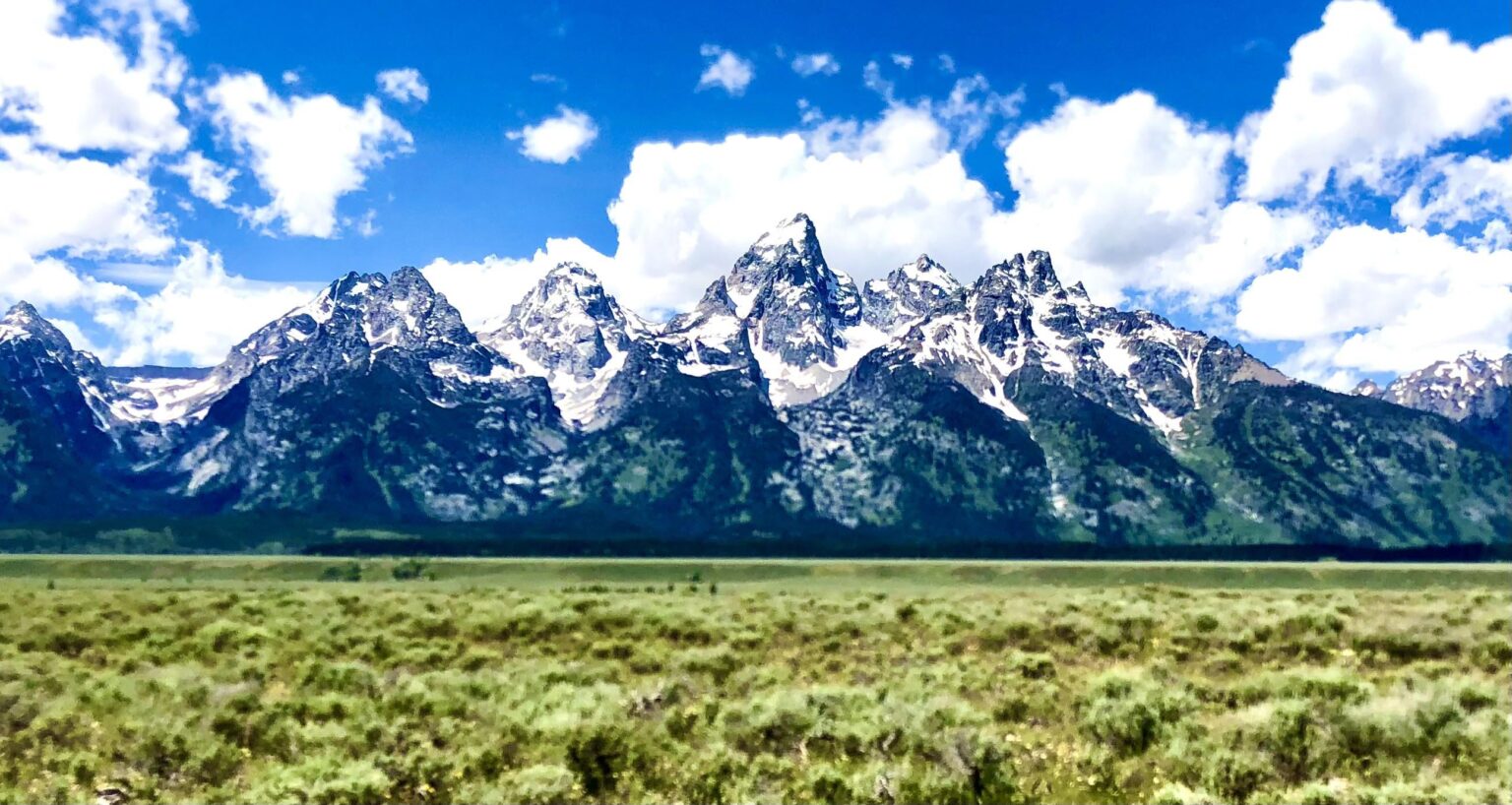 Teton -Reichweite aus Schwabacher Landing Trailhead