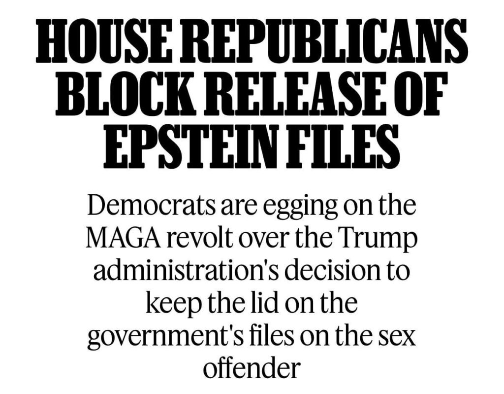 Republikaner blockieren die Veröffentlichung von Epstein -Dateien… nicht überraschend