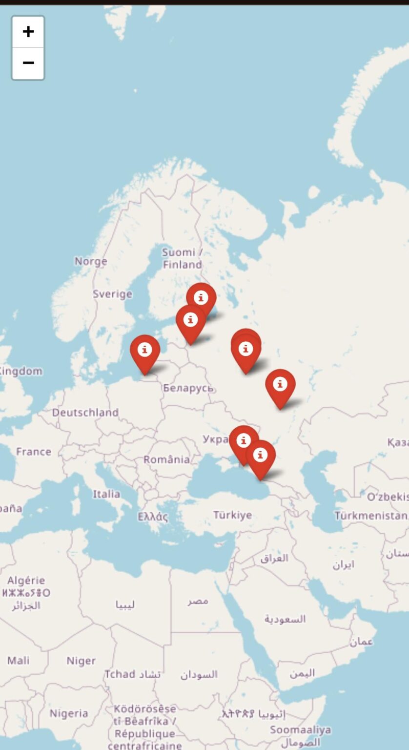 Neu zugeordneter Standort von FSB -Basen (russische Geheimdienste) – verwendet für Abhör und Spion in den Nachbarstaaten und in Russland selbst Neu zugeordneter Standort von FSB -Basen (russische Geheimdienste) - verwendet für Abhör und Spion in den Nachbarstaaten und in Russland selbst