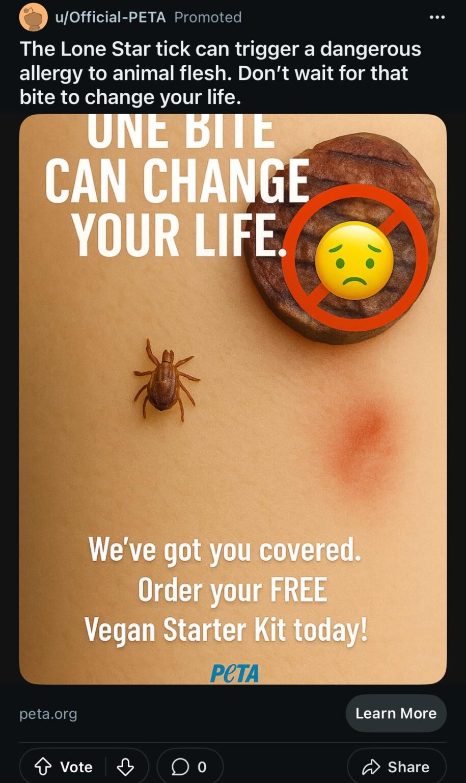 Lone Star Tick geschaffen, um den Veganismus voranzutreiben?