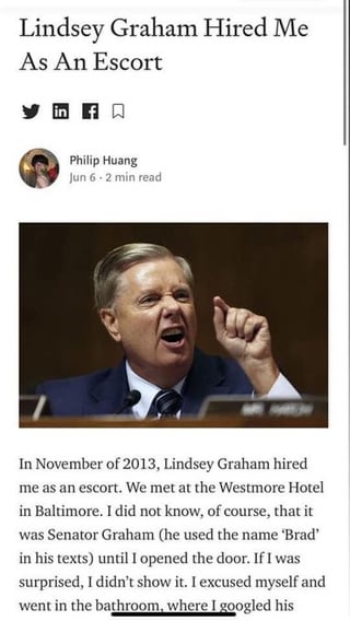 Lindsey Grahams Marienkäfer. Dieser Typ ist definitiv auf der Epstein -Liste