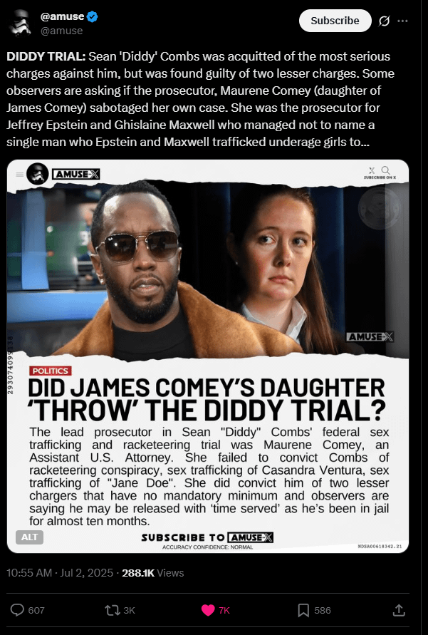 Diddys Staatsanwalt ist James Comeys Tochter (Maurene)