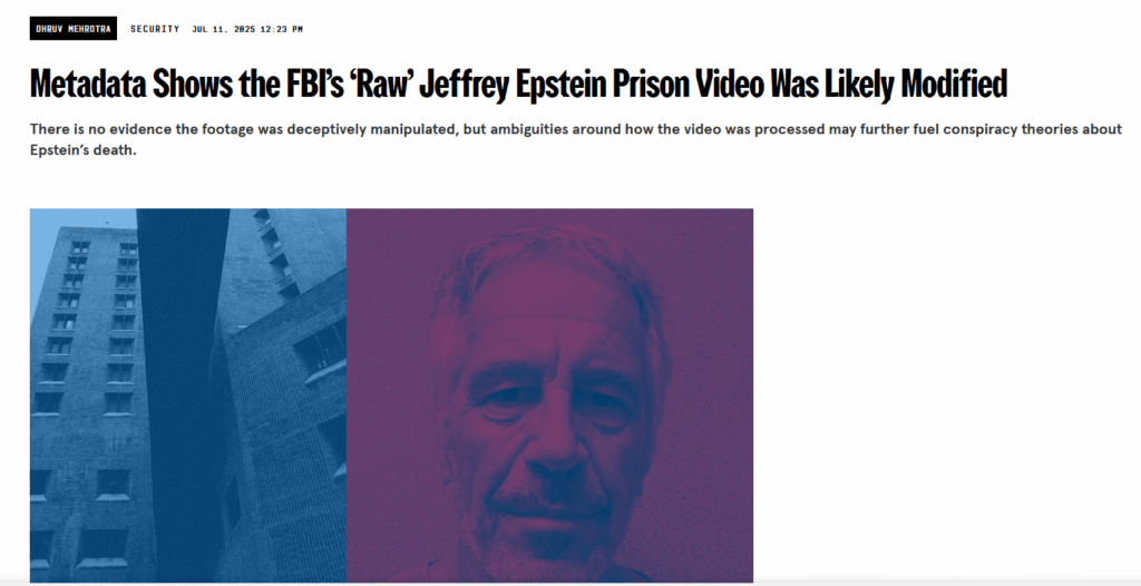 Beweis Das Epstein -Gefängnisvideo wurde modifiziert