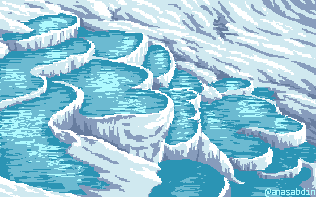 Hallo Türkiye! Ich habe eine Pixelkunstanimation von Pamukkale Thermal Pools gezeichnet!
