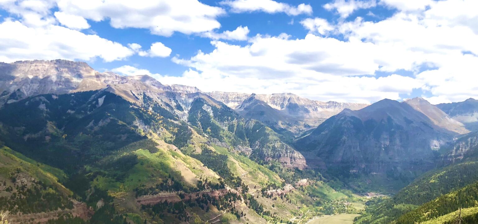 Blick auf die Rockies vom Ridge Trail in der Nähe von Telluride