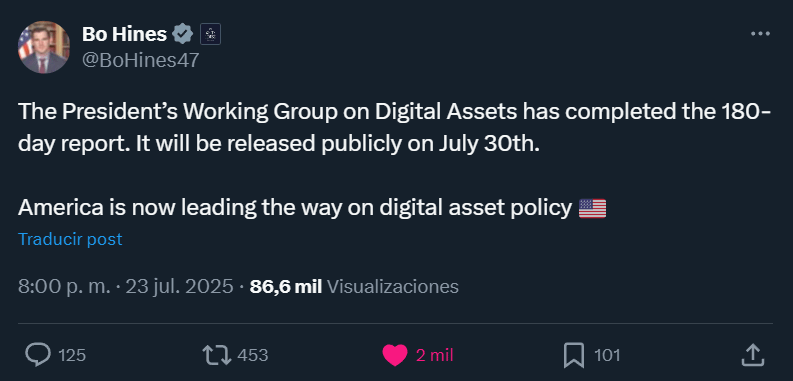Der 180-Tage-Bericht erfolgt: US, um am 30. Juli Digital Asset Policy Framework zu veröffentlichen