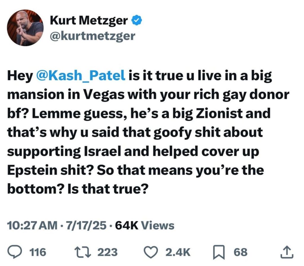 Kurt Metzger geht auf Kash Patel. Nur hier ohne Kommentar lmao präsentieren