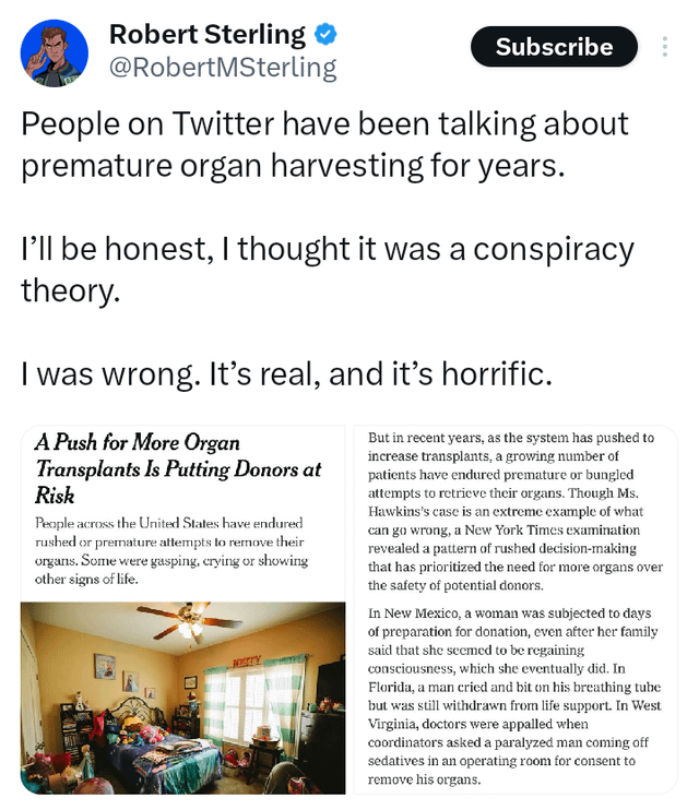 Die Organernte ist real. Achten Sie auf und bemerken Sie die Zeichen.
