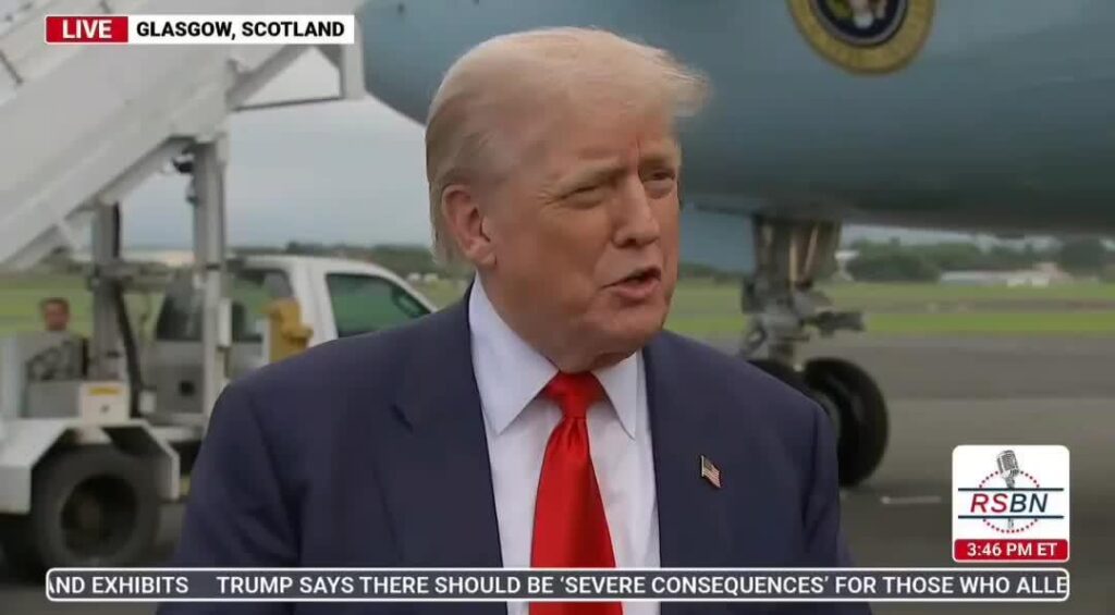 In Schottland wurde Trump nach dem Treffen von Todd Blanche mit Ghislaine Maxwell gefragt. Die Frage ging nicht um eine Begnadigung.