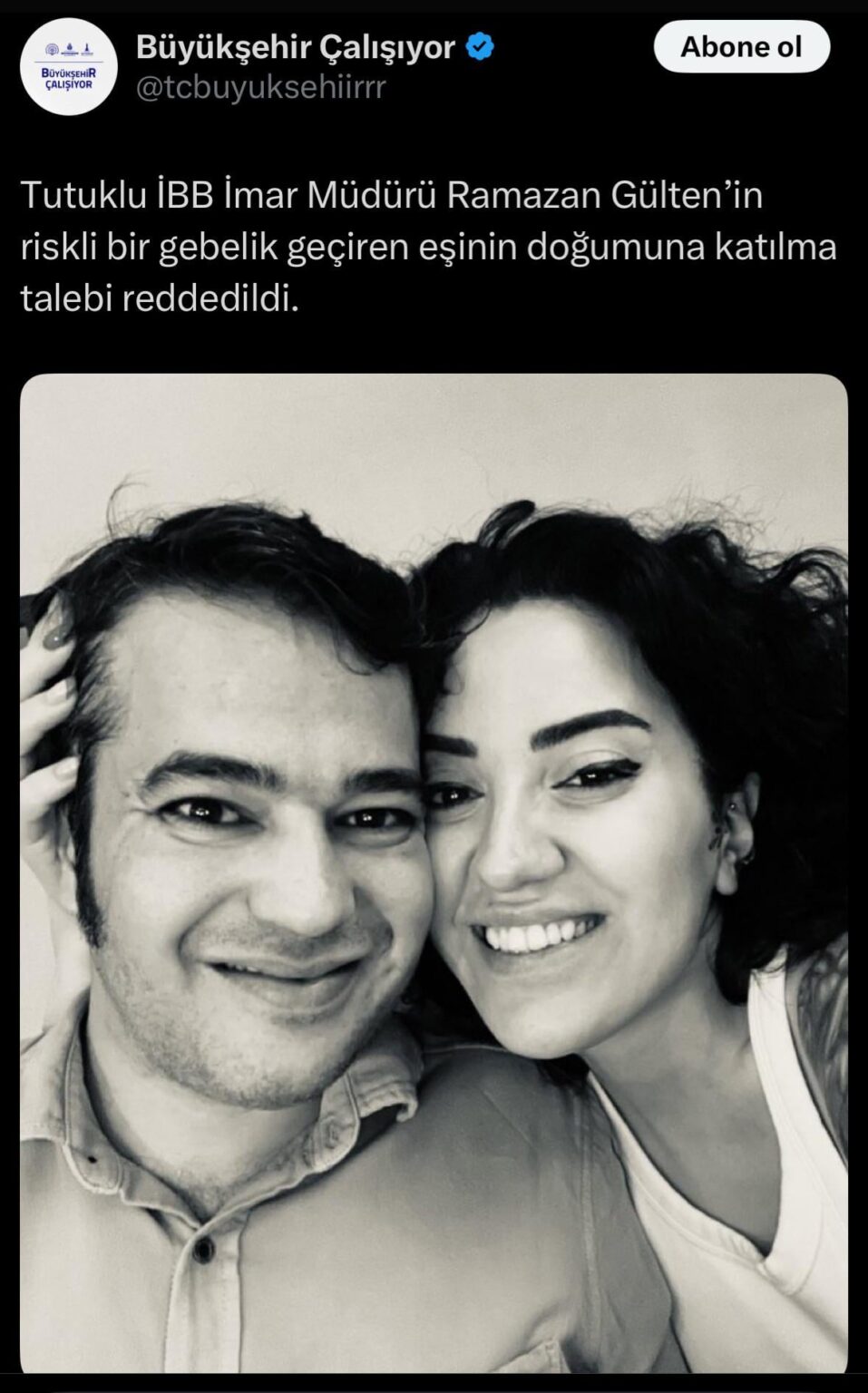 Die inhaftierte Imm -Zoning -Direktorin Ramazan Gülten, die Bitte seiner Frau, an der Geburt seiner Frau teilzunehmen, wurde abgelehnt.