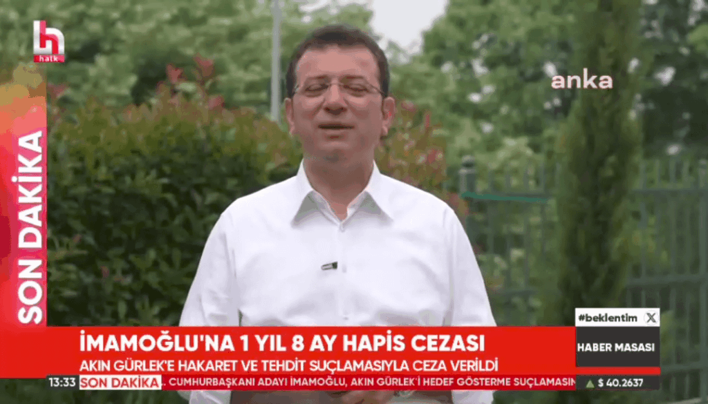 Imamoglu wurde zu 1 Jahr und 8 Monaten Gefängnis verurteilt.